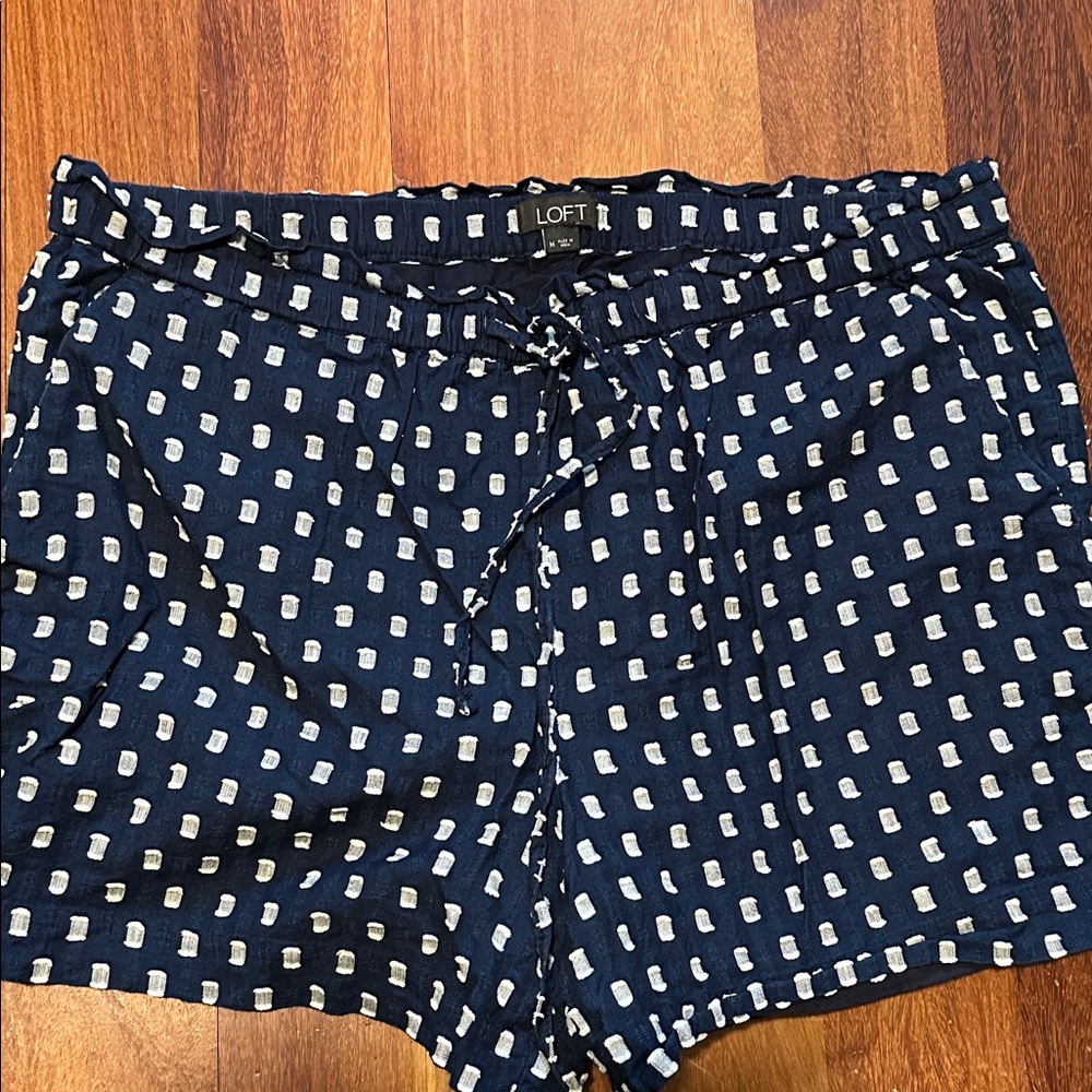 LOFT Navy Printed Drawstring Lounge Shorts